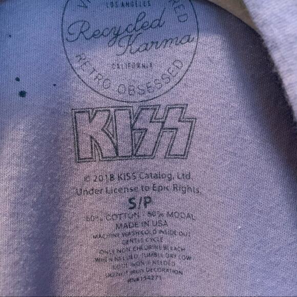 Recycled Karma Purple Distressed KISS Muscle Tank Small - Picture 3 of 6